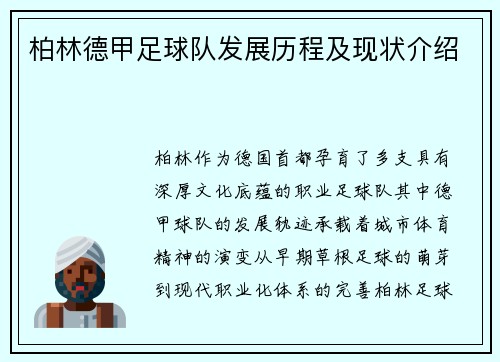 柏林德甲足球队发展历程及现状介绍